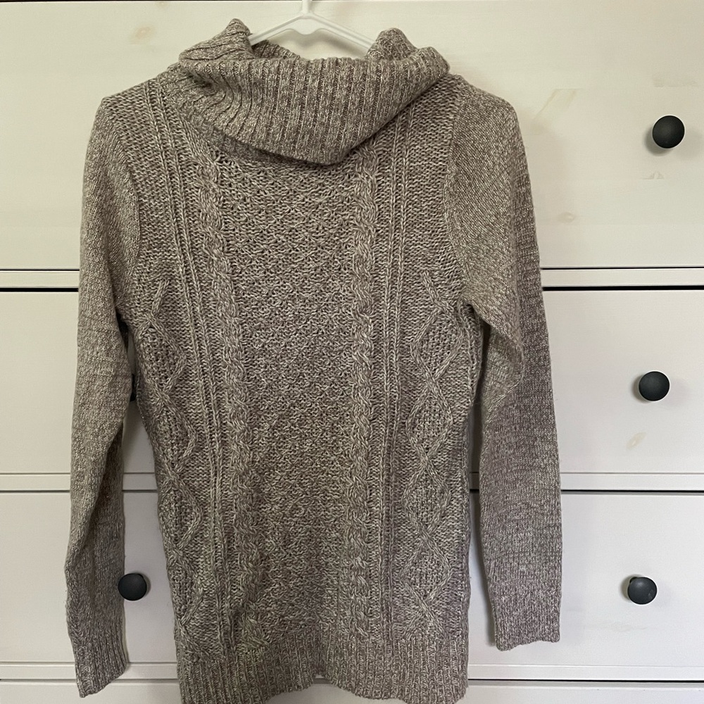 New York & Company Gray Cable Knit Turtleneck Sweater